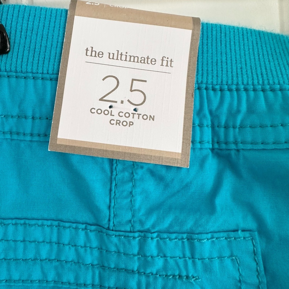 Chico's The Ultimate Fit Cool Cotton Cropped Capris In Bright Blue - Picture 7 of 8